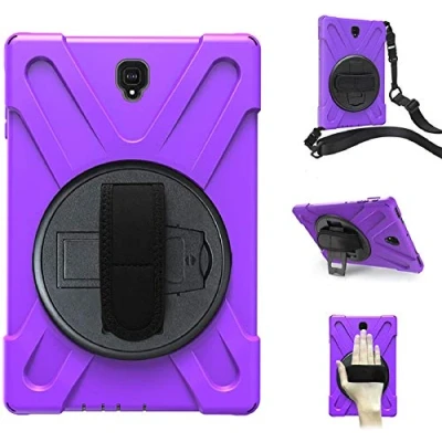 Image of BAUBEY Case for Samsung Galaxy Tab S4 10.5 inch 2018(SM T830/T835/T837),Heavy Duty Rugged Rotating Stand Shockproof Cover with Hand Strap and Shoulder (Purple)