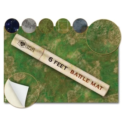Image of Battle Game Mat for DND [48&quot; x 72&quot;] Wargaming Tabletop Map Gaming Board Warhammer 40k, Dungeons and Dragons, Wargame RPG Vinyl Grass Terrain
