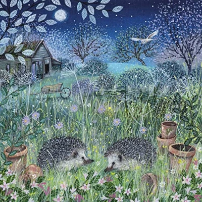 Image of Museums &amp; Galleries Lucy Grossmith Hedgehogs at Night Art Greeting Card
