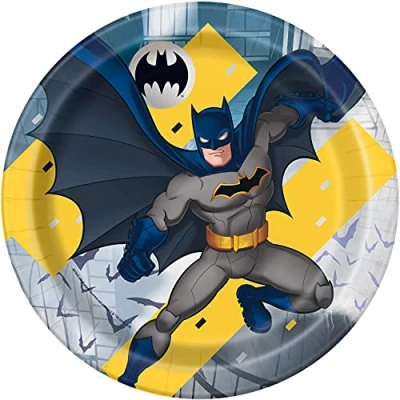 Image of Unique 77515EU Batman Eco Friendly Paper Plates 23cm Party Pack of 8, Multicoloured