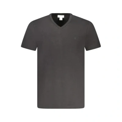 Image of Calvin Klein Jeans Smooth Solid Vneck TEE Basic Tshirt, Men&#039;s, Size: XS, Black