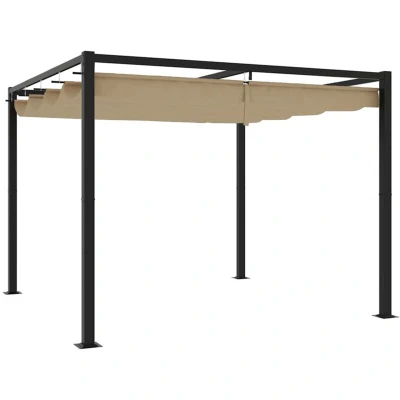 Image of vidaXL Garden Gazebo with Retractable Roof Taupe 3x3 m Steel