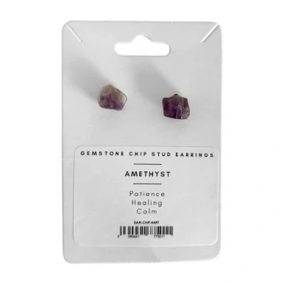 Image of VIE Gemstone Chip Stud Earrings, 1x1cm, Amethyst, Natural, One Size