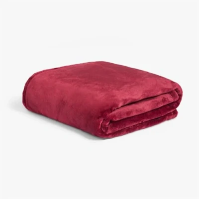 Image of Brentfords Fleece Blanket for Bed, Ultra Soft Warm Cosy Throw Sofa Lightweight Fluffy Throws Sofas Large Double Bed Throw, Burgundy 150 x 200cm