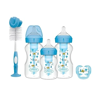 Image of Dr. Brown&#039;s Natural Flow Options+ Anti Colic Baby Bottle Gift Set, Blue