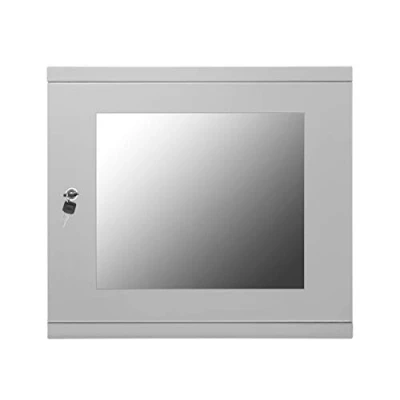 Image of LMS Data Server Rack Cabinet 9U 450mm Deep Wall Mounted 19 Inch Grey Storage for Home, Office, Room Computer Equipment with Glass Door, Removable Side Panels, Front Rear Lockable
