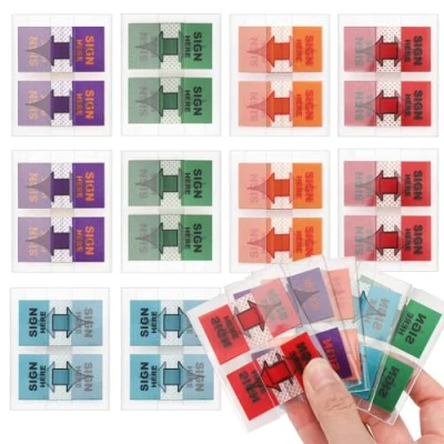 Image of 500pcs Sign Here Post It Flags, 10 Sets Index Tabs Arrow Flags for Bookmarks (10)