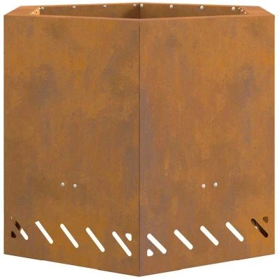 Image of vidaXL Smokeless Fire Pit Hexagonal 58x58x51 cm Weathering Steel