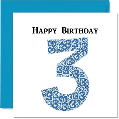 Image of Fun 3rd Birthday Cards for Boys Shapecloud Happy Card Son Daughter Brother Sister Grandson Granddaughter Niece Nephew Cousin, 145mm x Greeting Cards,