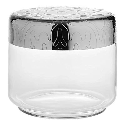 Image of Alessi MW21/50, Dressed Kitchen Box with Hermetic lid, 50cl, Glass, Silver