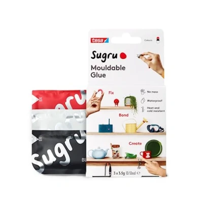 Image of Sugru by tesa Moldable Multi Purpose Glue for Creative Fixing and Making, Black, White &amp; Red, 3 Piece
