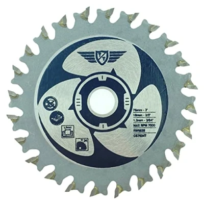 Image of 1 x TopsTools CS7624T 76mm 24T 10mm Bore TCT Saw Blade Compatible with Bosch GWS 12 V 76 Milwaukee M12FCOT PARKSIDE PWSA lI Worx WX424 300W WA5030 WA5031 WA5032 WA5033