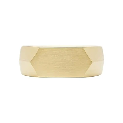 Image of Fossil Men&#039;s Ring, All Stacked Up Gold Tone Stainless Steel Signet Ring