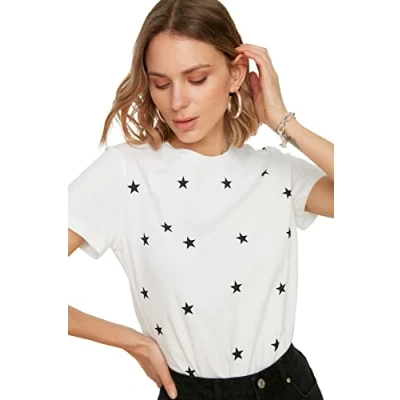 Image of Trendyol Women Regular fit Basic Crew Neck Knitted T Shirt Weiß