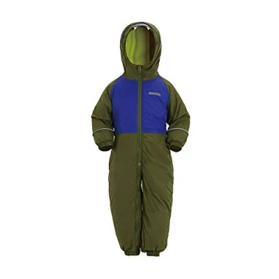Image of Regatta Kids Mudplay III Waterproof And Breathable Insulated Animal All In One Suit Cypress/Surf Spray, Size 12 18