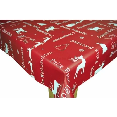 Image of Karina Home Christmas Red Noel PVC Vinyl Oilcloth Tablecloth 350cm x 140cm
