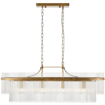 Image of Marietta Bar Pendant Ceiling Light Antique Brass Plate, Clear Glass, 4x E14