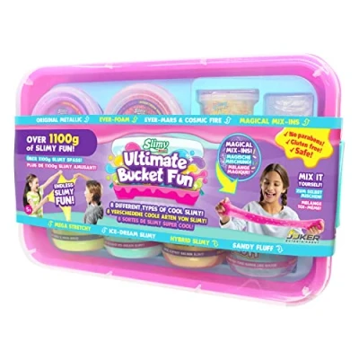 Image of Slimy Ultimate Bucket Fun Original Slime Set with 8 Different Play Masses and Magical Mix Ins, Maximum for Children Elastic Clay in Gift