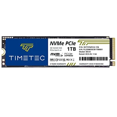 Image of Timetec 1TB SSD NVMe PCIe Gen3x4 8Gb/s M.2 2280 3D NAND High Performance SLC Cache Read/Write Speed Up to 2,000/1,600 MB/s Internal Solid State Drive for PC Laptop and Desktop (1TB)