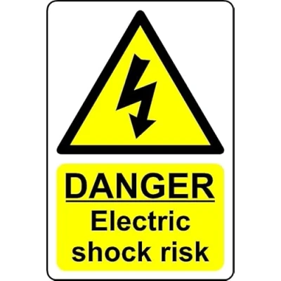 Image of Danger Electric Shock Risk Safety Sign 1mm Plastic (200mm x 150mm)