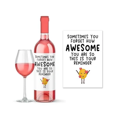 Image of Rib Ticklerz Funny Wine Label Best Friend Thank You Gifts Bestie Birthday Christmas Present You&#039;re Awesome This is Your Reminder Colleague Boss Employee WLS63