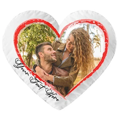 Image of Ferocity Personalised Heart Shaped pillow Cushion Gift with your Photo (35 x 40 cm) Print Image for any Occasion (with filling) white [091]