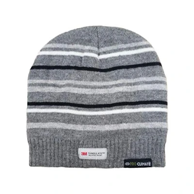 Image of ProClimate Men&#039;s Striped 3M Thinsulate Insulated Thermal Beanie Hat (Grey)
