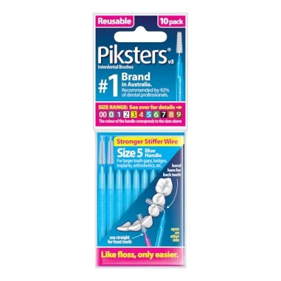 Image of Piksters Interdental Brushes, Pack of 10, Blue, 0.70 mm, Value 6 (6 x 10 Pieces)