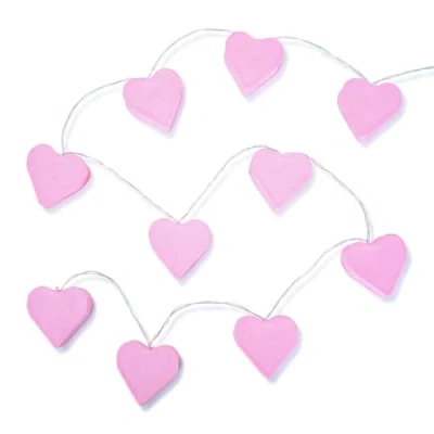 Image of Set of 10 Battery Powered Paper Hearts Fairy String Lights, Decoration Lights for Kids Bedroom