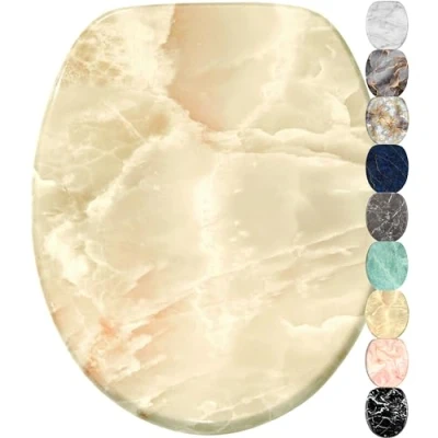 Image of Sanilo Soft Close Toilet Seat, Wide Choice of Marble Seats, Stable Hinges, Easy to Mount (Marble Nature)