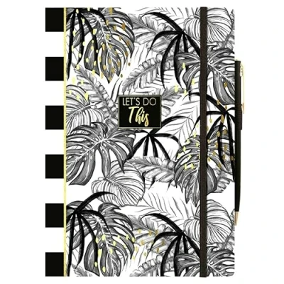 Image of Design Group,Monochrome,PNPF A5 Palm Leaf Notebook Lined Paper Notepad Diary Planner with Pen