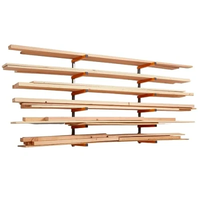 Image of Bora Wood Organizer and Lumber Storage Metal Rack with 6 Level Wall Mount Indoor Outdoor Use, In Orange PBR 001