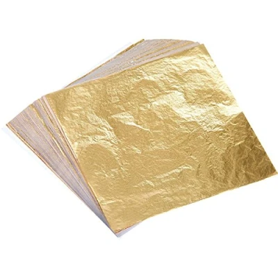 Image of 100 Sheets Imitation Gold Leaf for Arts, Gilding Crafting, Decoration, 14 by cm