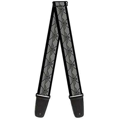 Image of Buckle Down GS W32861 &quot;BD Monogram2 Gray/Black&quot; Guitar Strap