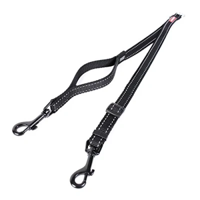 Image of EZYDOG Soft Touch Lead Coupler Double Density Nylon, Shock Absorbing, 0.6m, Small Dogs, Medium Large Traffic Control, 14 24 inches (Black)