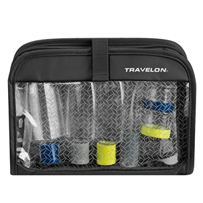 Image of Travelon Wet Dry 1 Quart Bag with Plastic Bottles, Black, One Size