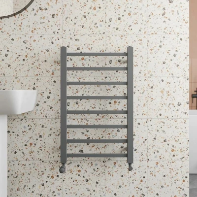 Image of Solaro Square Bar Heated Towel Radiator Anthracite 800 x 500mm