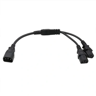 Image of HangTon UPS PDU Computer PC Power Splitter Cord IEC320 C14 to 2 x C13 10A 250V Extension Adapter Cable 12&#039;&#039;