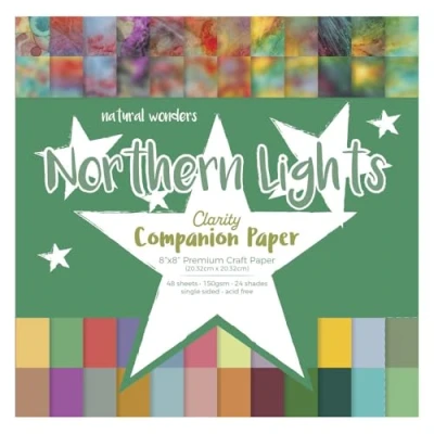 Image of Northern Lights Clarity Companion Paper 8&quot; x 8&quot;: Decorative Craft Pad, Designer Speciality for Scrapbooking, Card Making, Printmaking, Stamping, 150 GSM