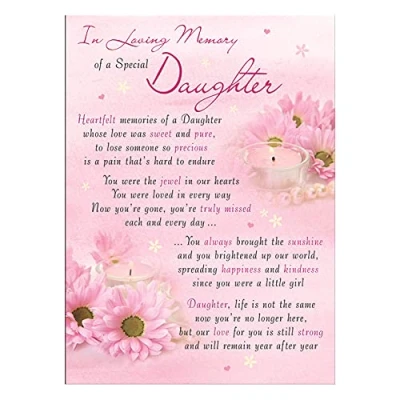 Image of Special Daughter Memorial Remembrance Verse Plastic Coated Grave Graveside Card