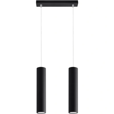 Image of Lagos 2 Light Staight Bar Drop Pendant Black, GU10