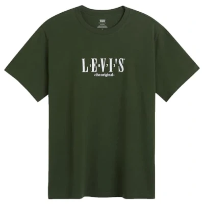 Image of Levi&#039;s Men&#039;s Ss Relaxed Fit Tee T Shirt, Serif Logo Kombu GRE, L