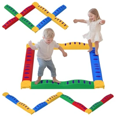 Image of AIYAPLAY Balance Beam Kids, 12PCs Stepping Stones with Non Slip Foot Pads, Kids Sensory Toys Indoor Outdoor Obstacle Course for 3 8 Years