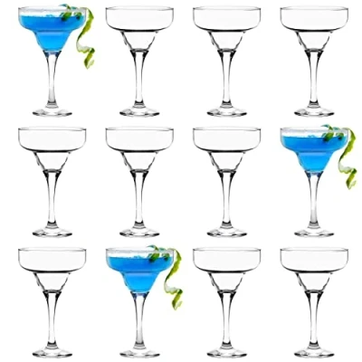 Image of LAV Misket Margarita Glasses Pack of 12 300ml Clear Espresso Martini Champagne Cocktail Gin Wine Celebration Drinking Party Stemmed Coupe Glass Set