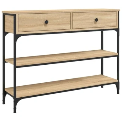 Image of vidaXL Console Table Rectangular Hallway, Living Room, Sofa Side with Storage, Adjustable Feet, Industrial Style, Sonoma Oak Finish, Engineered Wood and Metal Frame