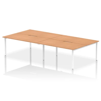 Image of Evolve B2B White Frame Bench Desk 1600 Oak (4 Pod) BE230