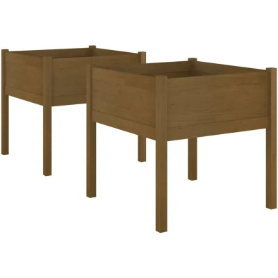 Image of vidaXL Garden Planters 2 pcs Honey Brown 70x70x70 cm Solid Pinewood