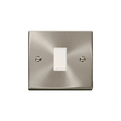 Image of Click Deco 1 Gang Intermediate 10AX Switch Satin Chrome White Inserts