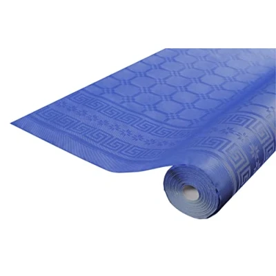 Image of Disposable tablecloth Damask paper in roll 6 M long X 1.18 wide with a chic and classic universal pattern Box of 12 rolls Navy blue