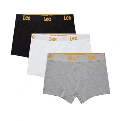 Image of Lee Men&#039;s Boxer Shorts in Black/White/Grey Soft Touch Cotton Trunks with Stretchy Elasticated Waistband Comfortable and Breathable Underwear Multipack of 3